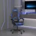 Scaun de gaming cu suport picioare, alb/negru, piele ecologică GartenMobel Dekor