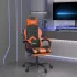 Scaun de gaming cu suport picioare, alb/negru, piele ecologică GartenMobel Dekor