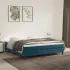 Pat box spring cu saltea, albastru închis, 100x200 cm, catifea GartenMobel Dekor