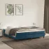 Pat box spring cu saltea, albastru închis, 100x200 cm, catifea GartenMobel Dekor