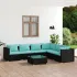 Set mobilier de grădină cu perne, 7 piese, negru, poliratan GartenMobel Dekor