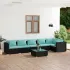 Set mobilier de grădină cu perne, 7 piese, negru, poliratan GartenMobel Dekor