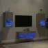 Comode TV de perete cu lumini LED, 4 piese, gri sonoma GartenMobel Dekor