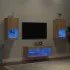 Comode TV de perete cu lumini LED, 4 piese, gri sonoma GartenMobel Dekor