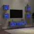 Unități TV de perete cu LED-uri 7 piese gri beton lemn compozit GartenMobel Dekor