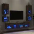 Unități de perete TV cu LED-uri, 8 piese, gri sonoma, lemn GartenMobel Dekor