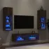 Unități de perete TV cu LED-uri, 6 piese, stejar fumuriu, lemn GartenMobel Dekor
