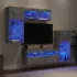 Unități TV de perete cu LED-uri 5 piese gri beton lemn compozit GartenMobel Dekor