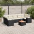 Set mobilier de grădină cu perne, 8 piese, negru, poliratan GartenMobel Dekor