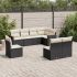 Set mobilier de grădină cu perne, 8 piese, negru, poliratan GartenMobel Dekor