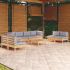 Set mobilier grădină cu perne crem, 9 piese, lemn de pin GartenMobel Dekor