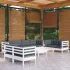 Set mobilier grădină cu perne crem, 9 piese, lemn masiv de pin GartenMobel Dekor