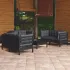 Set mobilier grădină cu perne gri, 7 piese, lemn masiv de pin GartenMobel Dekor