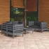 Set mobilier grădină cu perne gri, 7 piese, lemn masiv de pin GartenMobel Dekor