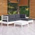 Set mobilier grădină cu perne, 5 piese, alb, lemn de pin GartenMobel Dekor
