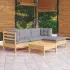 Set mobilier grădină cu perne, 5 piese, alb, lemn de pin GartenMobel Dekor