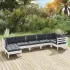 Set mobilier grădină cu perne gri, 7 piese, lemn masiv de pin GartenMobel Dekor