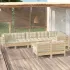 Set mobilier grădină cu perne, 9 piese, alb, lemn masiv pin GartenMobel Dekor