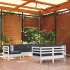Set mobilier de grădină cu perne gri, 9 piese, lemn masiv pin GartenMobel Dekor