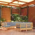 Set mobilier de grădină cu perne gri, 9 piese, lemn masiv pin GartenMobel Dekor