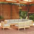 Set mobilier de grădină cu perne, 9 piese, alb, lemn masiv pin GartenMobel Dekor