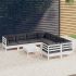Set mobilier grădină cu perne, 9 piese, crem, lemn de pin GartenMobel Dekor