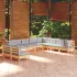 Set mobilier grădină cu perne, 10 piese, alb, lemn masiv pin GartenMobel Dekor