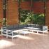 Set mobilier de grădină cu perne, 11 piese, gri, lemn masiv pin GartenMobel Dekor