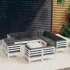Set mobilier grădină cu perne, 12 piese, gri, lemn masiv pin GartenMobel Dekor