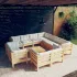 Set mobilier grădină cu perne, 12 piese, gri, lemn masiv pin GartenMobel Dekor