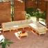 Set mobilier grădină cu perne crem, 9 piese, lemn masiv de pin GartenMobel Dekor