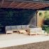 Set mobilier grădină cu perne, 11 piese, gri, lemn masiv pin GartenMobel Dekor