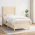 Pat box spring cu saltea, crem, 100x200 cm, textil GartenMobel Dekor