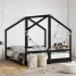 Cadru de pat pentru copii, negru, 2x(70x140) cm, lemn masiv pin GartenMobel Dekor