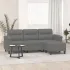 Canapea cu 3 locuri și taburet, gri închis, 180 cm, microfibră GartenMobel Dekor