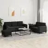 Set de canapele cu perne, 3 piese, negru, catifea GartenMobel Dekor