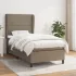 Pat box spring cu saltea, gri taupe, 200x200 cm, textil GartenMobel Dekor