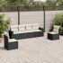Set mobilier de grădină cu perne, 6 piese, negru, poliratan GartenMobel Dekor