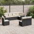Set mobilier de grădină cu perne, 8 piese, negru, poliratan GartenMobel Dekor