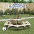 Masă picnic pentru 6 copii cu umbrelă, hexagon, lemn masiv brad GartenMobel Dekor