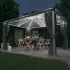Pavilion cu perdele&șiruri lumini LED gri taupe 4x3m aluminiu GartenMobel Dekor