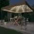 Pavilion cu șiruri de lumini LED, gri taupe, 3x4 m, țesătură GartenMobel Dekor