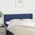 Tăblie de pat cu aripioare, albastru, 163x16x118/128 cm, textil GartenMobel Dekor