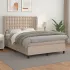 Pat box spring cu saltea, crem, 140x200 cm, piele ecologică GartenMobel Dekor