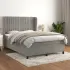 Pat box spring cu saltea, gri deschis, 90x190 cm, catifea GartenMobel Dekor