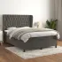 Pat box spring cu saltea, gri deschis, 140x190 cm, catifea GartenMobel Dekor