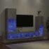 Unități de perete TV cu LED-uri, 4 piese, gri sonoma, lemn GartenMobel Dekor