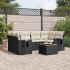 Set canapele de grădină cu perne, 7 piese, negru, poliratan GartenMobel Dekor