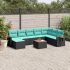 Set mobilier de grădină cu perne, 9 piese, negru, poliratan GartenMobel Dekor
