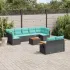 Set canapele de grădină cu perne, 10 piese, negru, poliratan GartenMobel Dekor